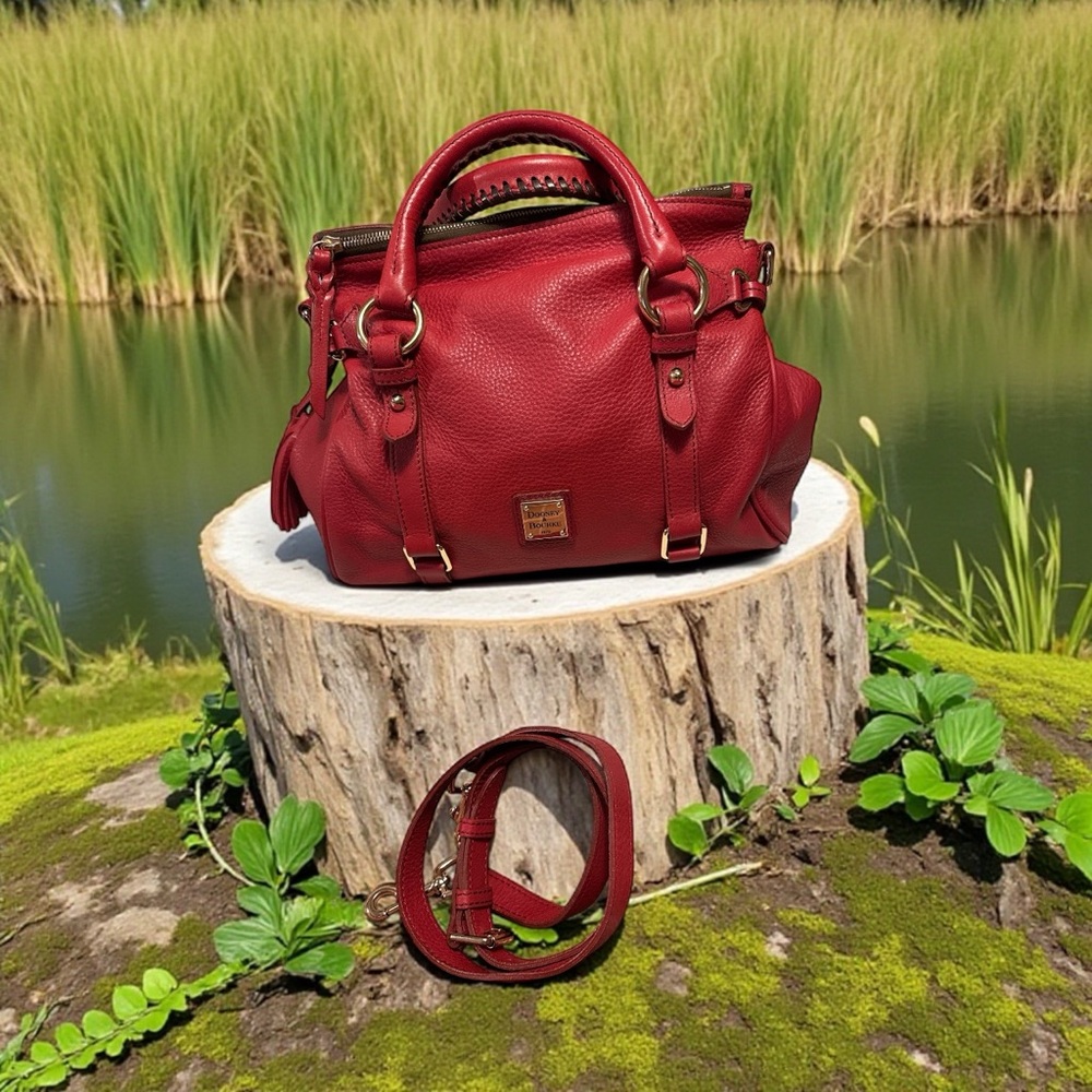 Dooney Bourke Red pebble Leather satchel! Rare red color! NWOT - Picture 14 of 14